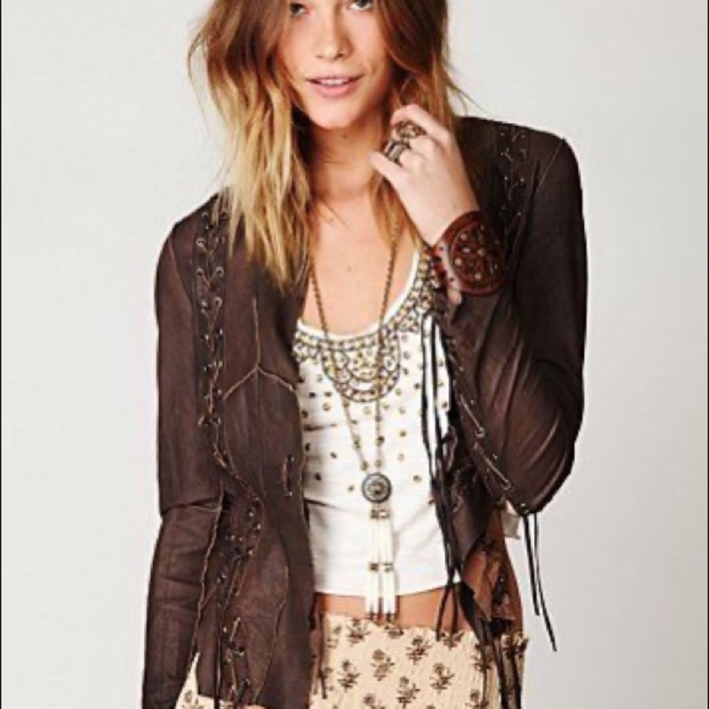 Muubaa genuine Leather Lace Up Jacket